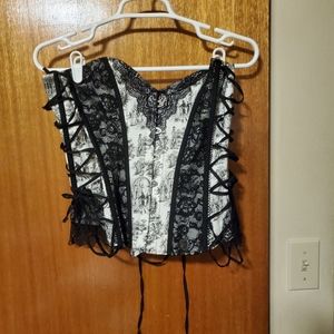 Pride And Prejudice And Zombies Corset Top, Hot Topic, Black and White, Size 2x